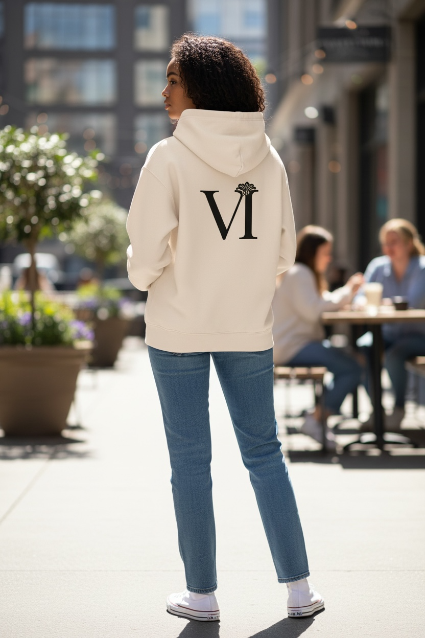 Cream Petal Hoodie- Velvet Iris